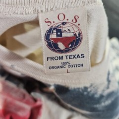 S.O.S. From Texas T Shirt Adult L Tan Big Texas Flag Organic Cotton Sustainable