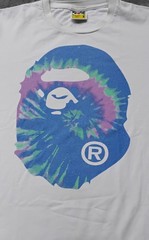 BAPE Pigment Tie Dye Big Ape Head Tee White Blue Purple M