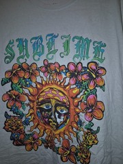 Sublime Y2K Inspired Floral Mushroom Head Tee Shirt with Song Title Back Size XL
