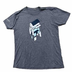 Geometric Art House Shirt Men L Stretch Graphic Tee Gray Casual Short Sleeve