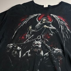Fruit of the Loom Grim Reaper Hellhound Graphic T-Shirt Black Mens XL HD Cotton