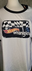 Wrangler Hot Wheels Men’s Ringer T-Shirt XL White/Black Racing Graphic Logo
