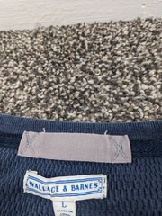 Wallace & Barnes Shirt Thermal Honeycomb Knit Cotton LS Marled Blue Mens Large