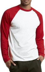 TOP PRO Men’s Full Length Sleeve Raglan Cotton Baseball T Shirt (S / RED/WHT)
