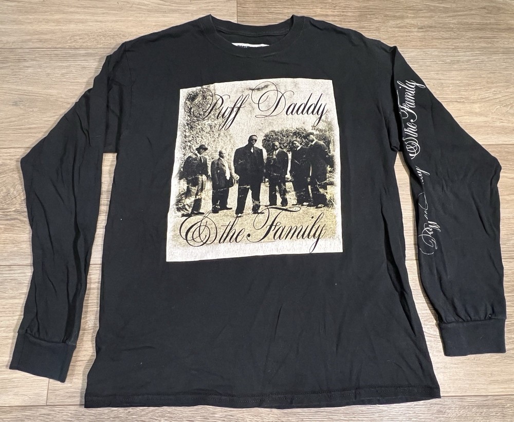 Puff Daddy & The Family No Way Out Hip Hop Black Long Sleeve T-Shirt Sz MEDIUM