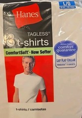 Hanes Crew Neck T-Shirts 3 PK Lay Flat Collar Tagless ComfortSoft NOS 2010 sz L