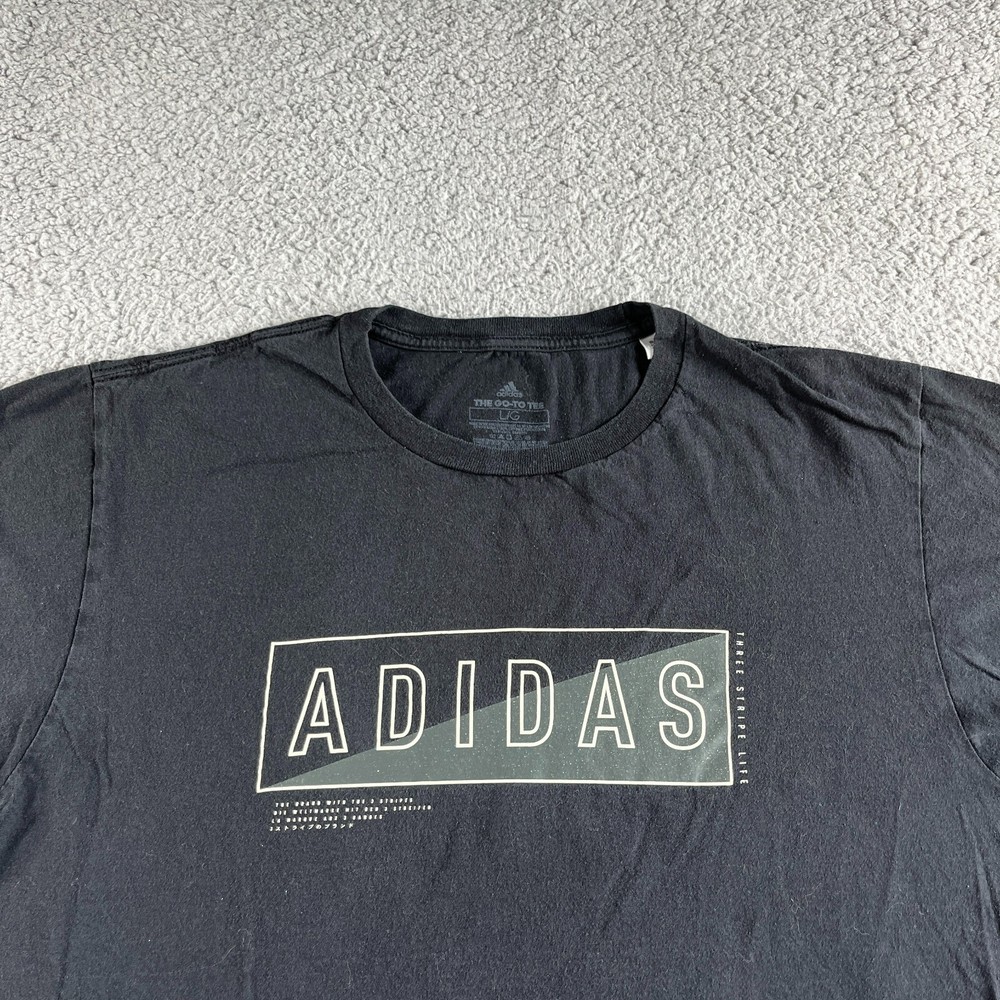 Adidas T Shirt Mens Large Black Graphic The Go To Tee Logo Casual Outdoor Sports