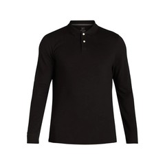 George Mens Polo Shirt Sz M Black Soot Pique Long Sleeve Business Casual Classic
