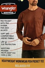 NEW Wrangler Workwear Men’s Hi-Vis Yellow Long Sleeve Pocket T-Shirt Size M
