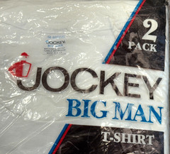 Vintage Jockey Big Man White V-Neck T-Shirt 2 Pack 1987 •Men’s XXXXL (4XL) -READ