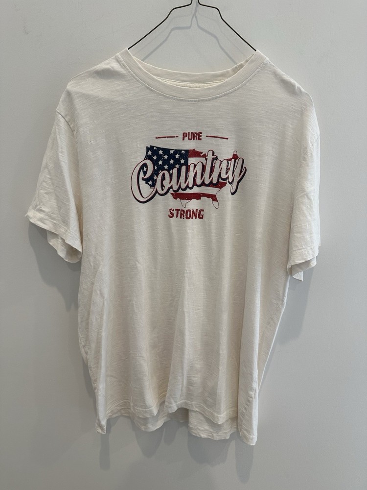 Cremieux Premium Denim White Graphic Print Crew Neck T-Shirt Mens Size L