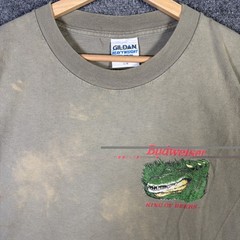 Vintage Budweiser Shirt Mens Large Green 90s Alligator Frog Quote Beer Alcohol