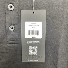 Cuts Clothing Henley Shirt Mens Large Short Sleeve Curve-Hem Fit Black NWT