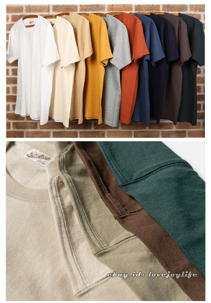 10PC NON STOCK 9oz 100% Cotton Tubular T-Shirts Mens Loose Tee Shirt Solid Color