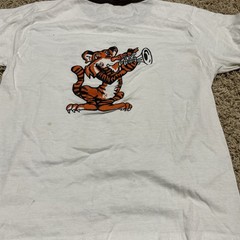 Vintage 80s Made In USA CF Band Ringer T Shirt Size L White Single Stitch Tiger