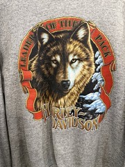 Vintage Rare 90s Harley Davidson 3D Emblem Leader Of The Pack Wolf Sweatshirt L