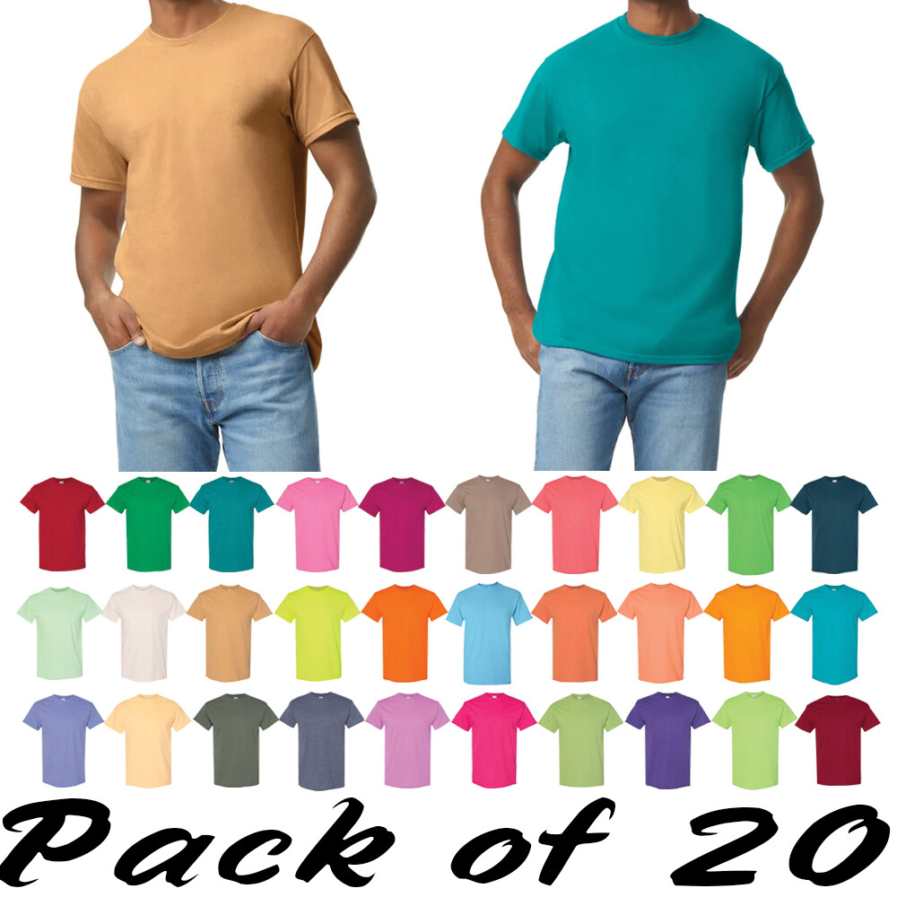 Gildan Mens Heavy 100% Cotton (Pack Of 20) Bulk Plain Adult T-Shirt Tee 5000