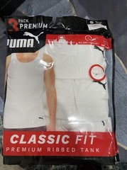 PUMA Men’s 3 Pk Premier Ribbed Tank Tops Soft All Day Comfort Fabric Tag Free Sm
