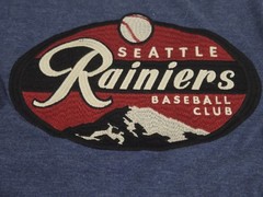 Red Jacket Brass Tacks Seattle Rainiers Crew Tee-Heather Grey Large embroidered