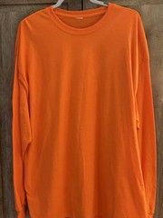 Mens ORANGE 2XL 3XL Cotton Tshirt Crew Neck Long Sleeve T-Shirt UNISEX