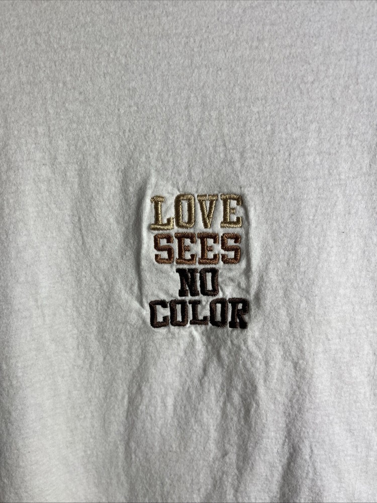 Love Sees No Color Gradient Embroidered Logo T Shirt Size L Read