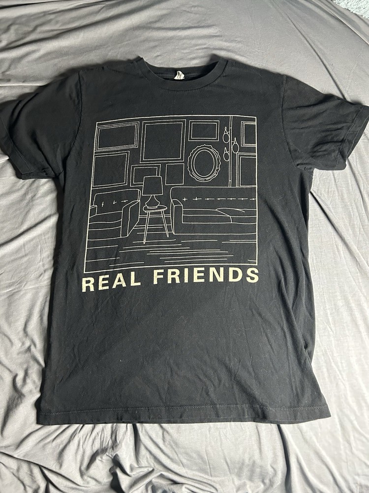 Real Friends T-Shirt Medium Black Band Tee Rock Emo Punk The Home Inside My Head