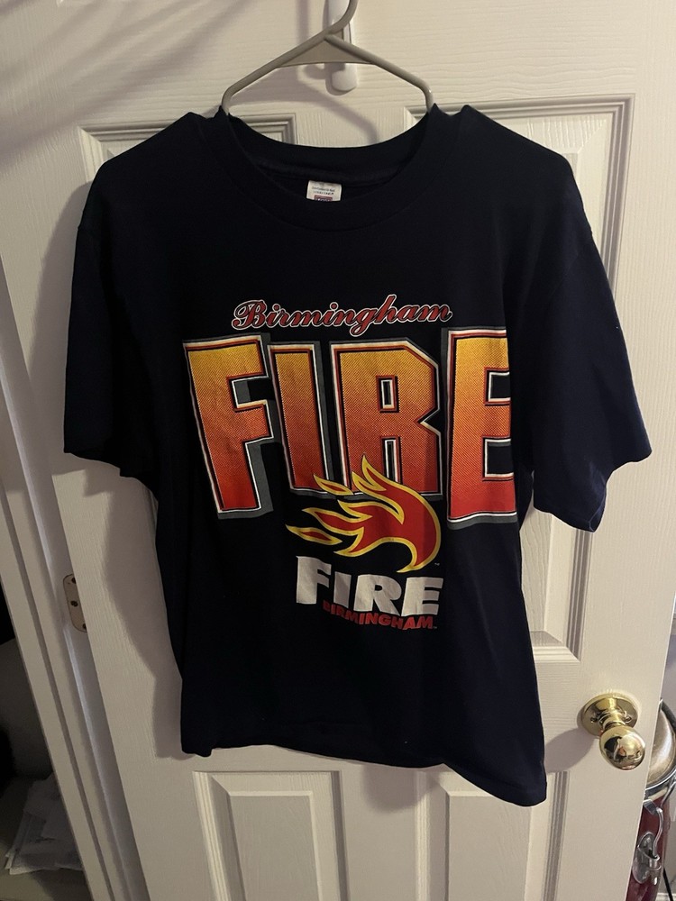 Birmingham Fire Graphic Tee Vintage Football WLAF 1990s Men’s Large Navy Alabama