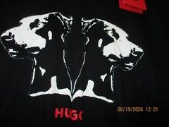 Hugo Boss Mens Dobero Short Sleeve Crewneck Doberman Graphic T-Shirt Black-MED