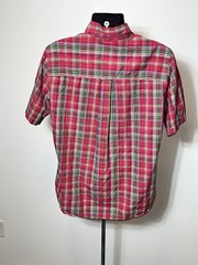 Chaps Easy Care Shirt Men Large L Tartan Plaid Short Sleeve Button