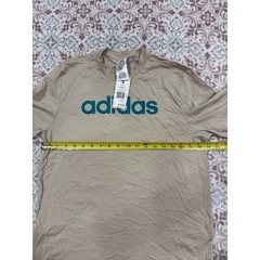 Adidas Mens Essentials Linear Logo T-Shirt Wonder Beige Teal IJ8652 Size S NEW