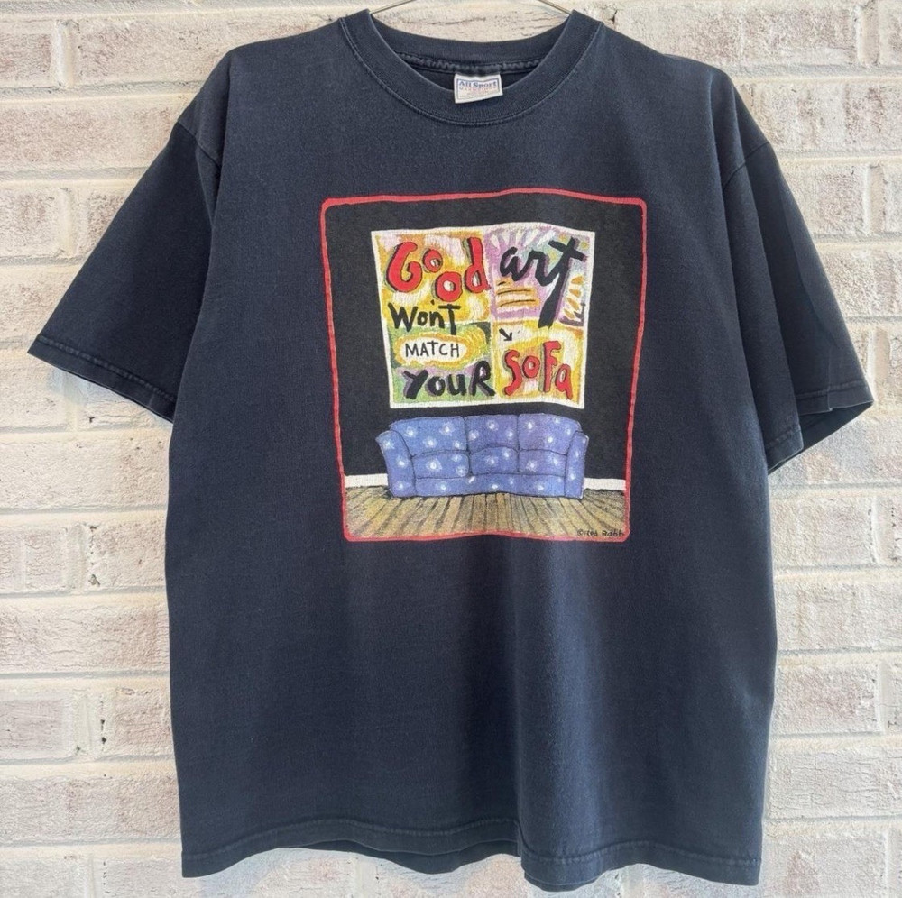 vintage 1990s Fred Babb Artist Good Art Sofa Tee XL 22.5 x 27