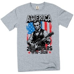 Men’s Abraham Lincoln Guitar T-Shirt: America 250 Years (1776-2026) Tee