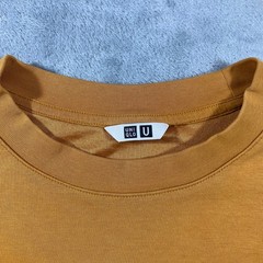 UNIQLO U AIRism Cotton T-Shirt Mens Small Mustard Yellow Ochre Oversized Tee
