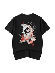 Niepce Men’s Koi Fish Embroidery Tee Japanese Streetwear T-Shirt