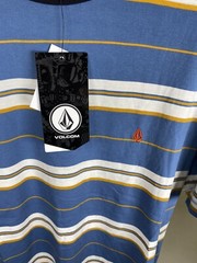 Volcom Thorne T-Shirt Men’s Blue Striped Sizes SMALL, LARGE Available – NEW!