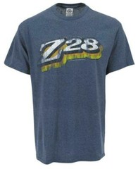 Joe Blow Mens Retro Z28 Graphic Logo Cotton Polyester Tee Shirt, Heather Denim