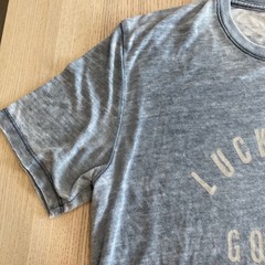 Lucky Brand T-Shirt Mens M Gray Venice Burnout Graphic Tee Good Luck Distressed