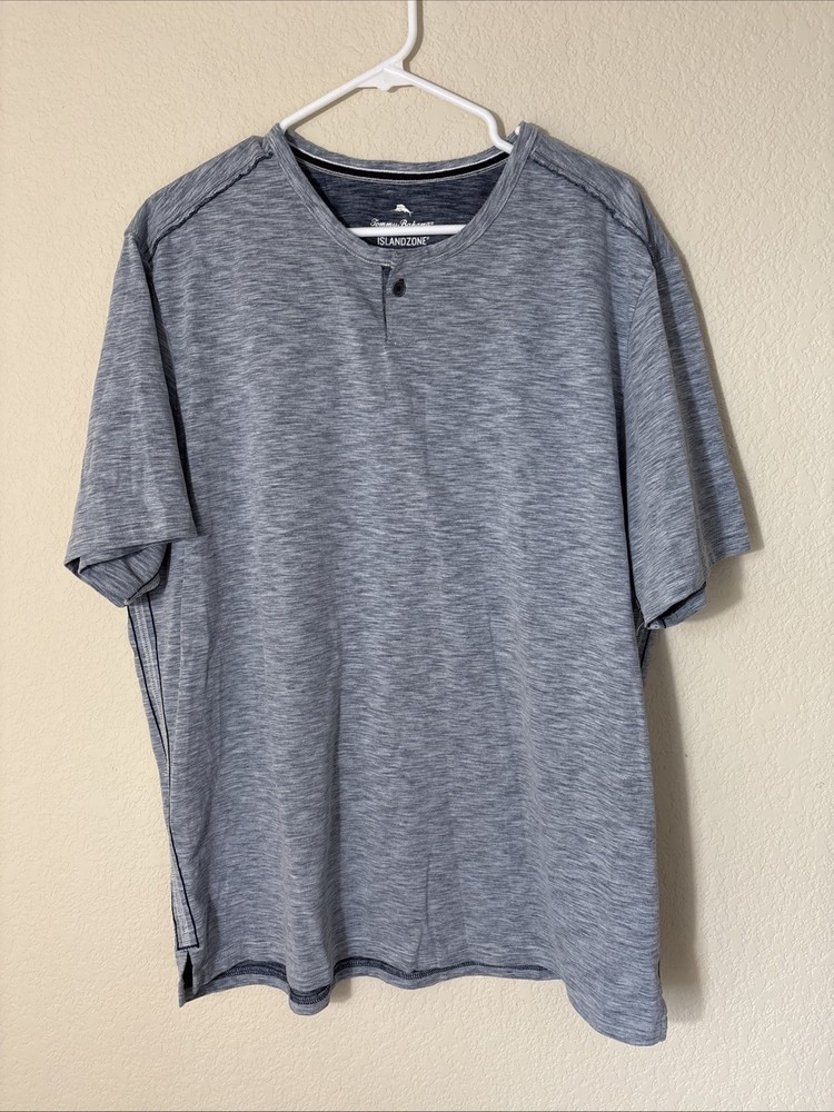 Tommy Bahama Men XL UPF 30 IslandZone Henley Shirt Gray Heather