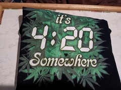 NEW Marijuana Gildan Ultra Cotton It’s 420 Somewhere Long Sleeve Shirt LARGE