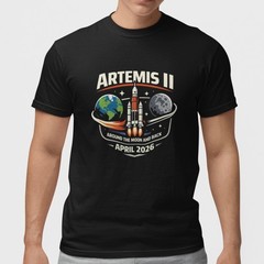 Artemis II 2026 T Shirt Rocket Moon Space Mission Graphic Tee Cotton Unisex