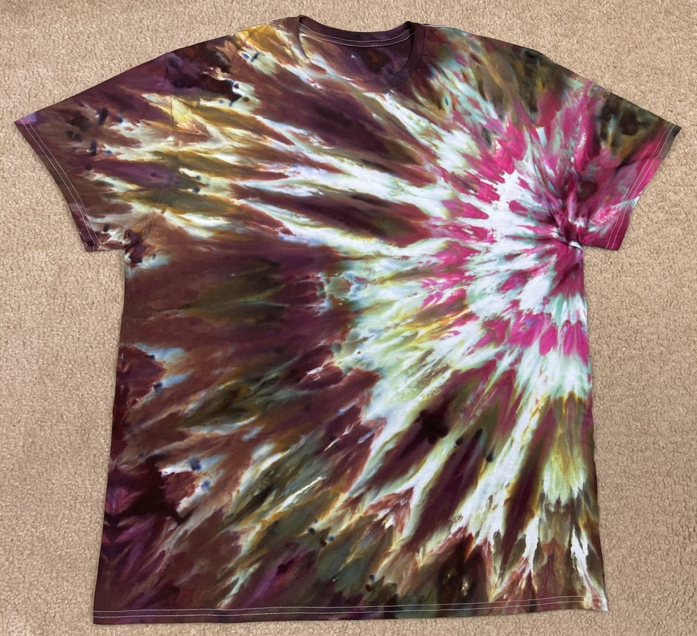 Handmade Ice Tie Dye T-Shirt XL Mens Womens Soft Cotton Plum Twist