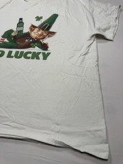Bud Light White T-Shirt Top Size XL Bud Lucky With Leprechaun Heavy Cotton