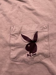 Playboy PacSun T-Shirt Mens Small Pink Cotton Embroidered Bunny Logo Pocket Tee