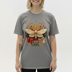 Boho Moth T-Shirt Celestial Moon Phase Insect Nature Botanical Cottagecore