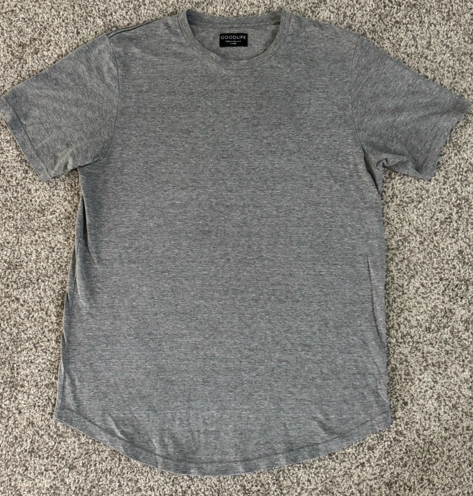 Goodlife Scallop Hem T-Shirt Mens Medium Gray Tri-blend Made in USA XL Comfort