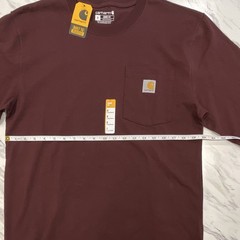 Carhartt K126 Loose Fit Long Sleeve Pocket T-Shirt Burgundy Men’s S Crew