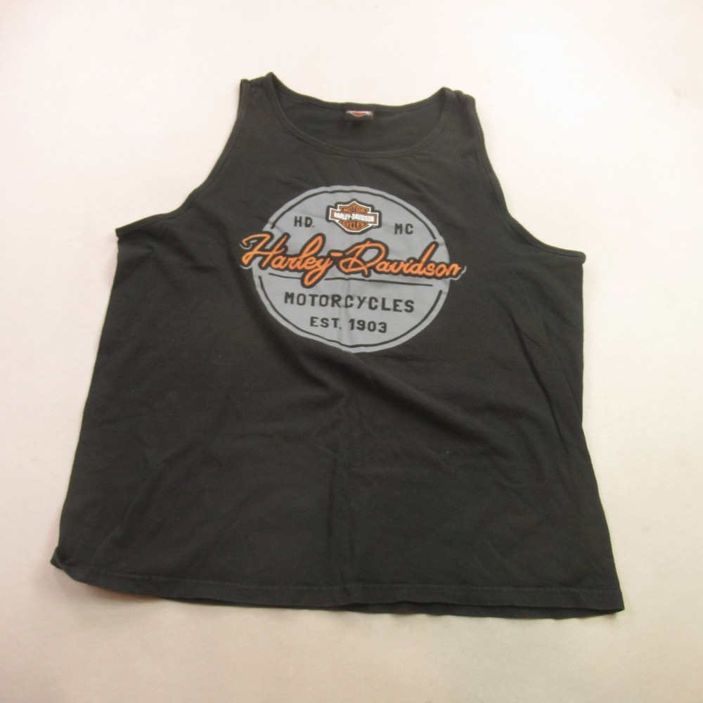 Harley Davidson Shirt Mens Large Sleeveless Crew Neck Black Aurora Colorado