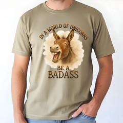 Badass Donkey Watercolor T-Shirt, Funny Sarcastic Animal Tee