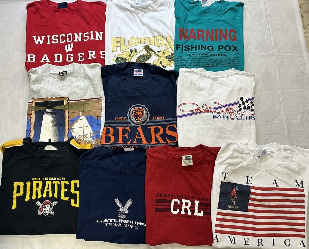Vintage Mens TShirt lot of 10 T shirts Various Sizes Reseller Bundle Sports