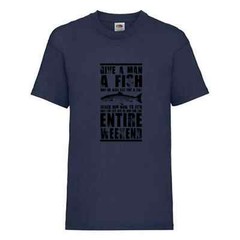 Fishing Give A Man A Fish Humour Novelty T Shirt Various Colours And Sizes